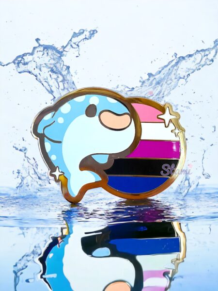 Genderfluid Whale Pin